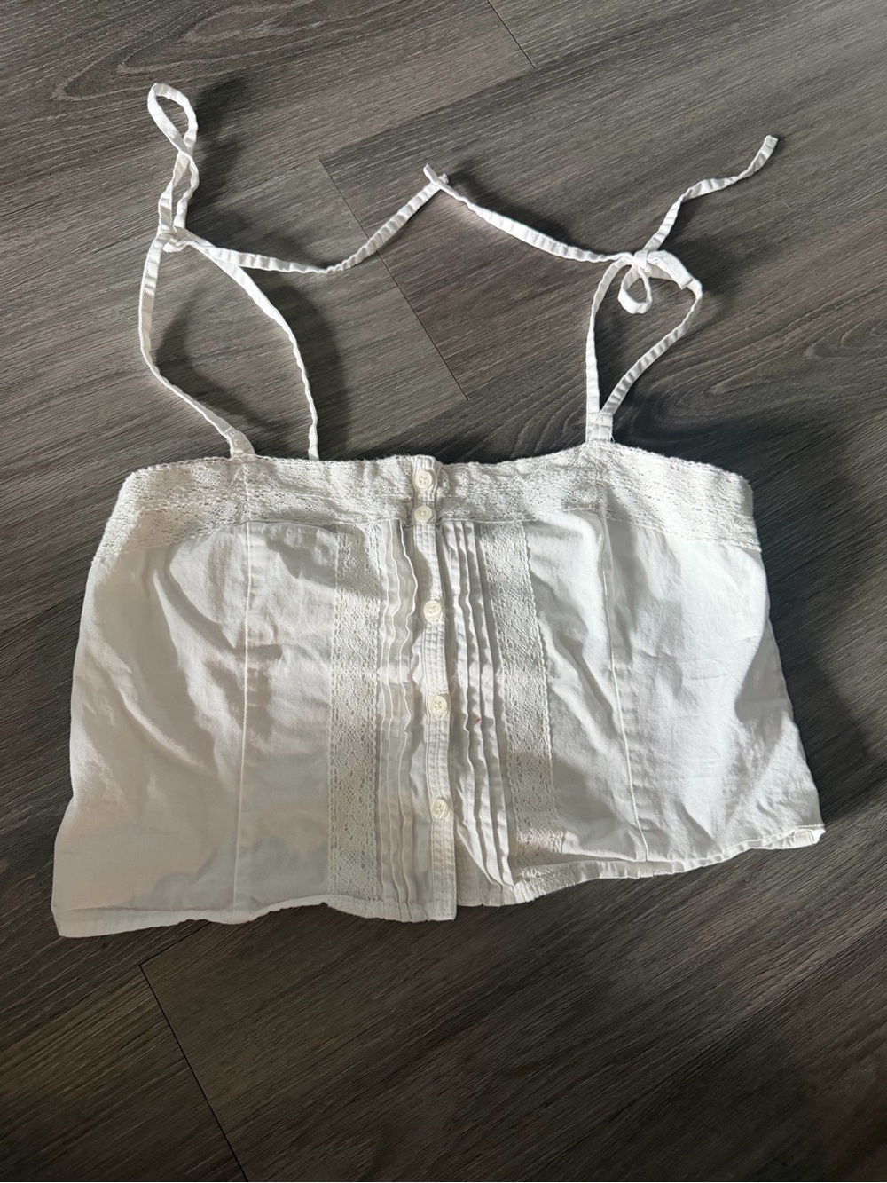 Brandy Melville White Lace-Trim Button Cami